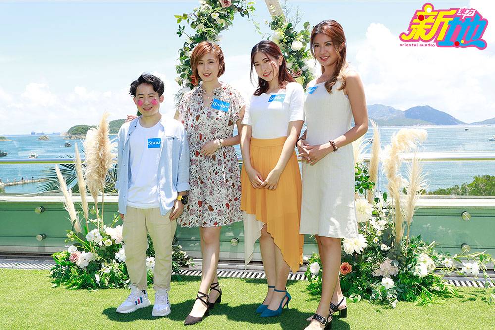  王頌茵、蔡寶欣與余逸思三位ViuTV小花一同以斯文Look拍攝劇集婚禮場景。