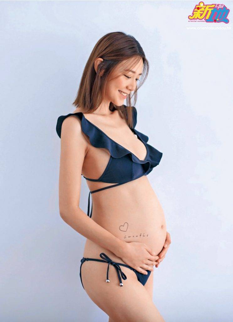  Elva穿上三點式影孕照，宣布陀B六個月，除了肚部隆起，四肢仍然纖瘦，肥胎唔肥人，恨死一眾孕媽。