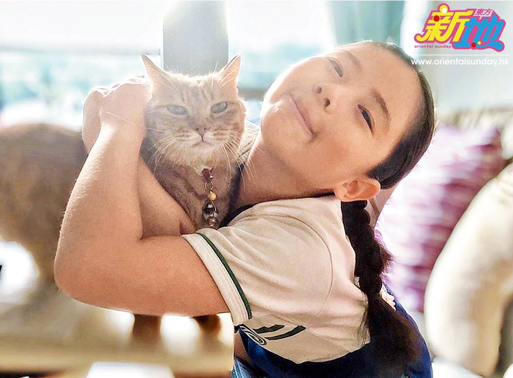 郭羨妮 陪伴郭羨妮十七年的愛貓 Meow去年六月走得安詳，Sonija po出囡囡攬住愛貓玩樂的相片