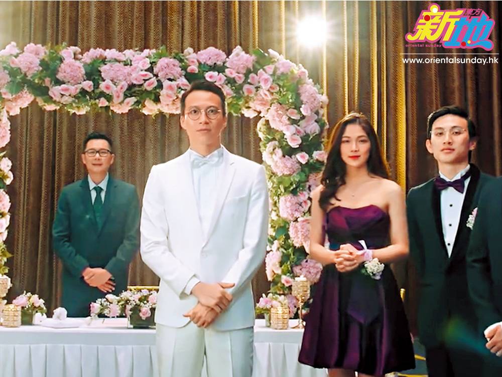  在尾段周秀娜和吳業坤的婚禮中，彭嘉伊著上一襲浪漫的深紫色低胸禮服，為好友周秀娜做伴娘。