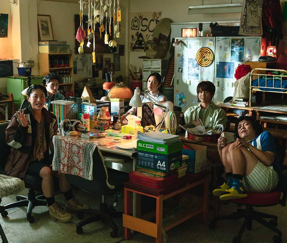 香港影視娛樂博覽2021 （左起）白靜宜、蔡凡熙、劉奕兒、姜濤及洪群鈞。