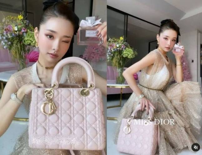 宋智雅早為DIOR香水影了一輯宣傳照，竟被發現她所用的粉紅色包包是假貨。