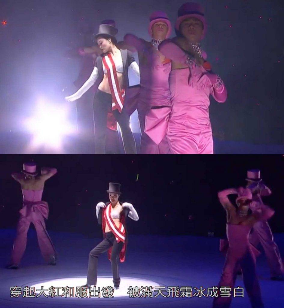  與花姐合照的幾位粉紅壯男Dancer，來自容祖兒開場演唱《桃色冒險》的演出。