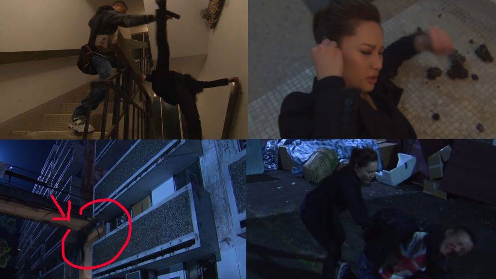 TVB膠劇 徐子珊不死之身 破冰轉身 家族榮耀 TVB TVB膠劇 呢場戲子珊大顯身手，先喺樓梯跳起反身對抗犯人，再避過炸彈襲擊後，由高處跳落地面成功捉到犯人，非常厲害。