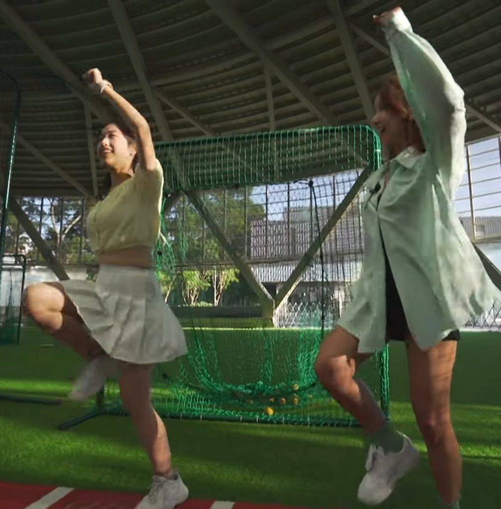 自然系女子旅行 張雅涵仲會同暉哥齊齊打棒球兼跳啦啦隊舞。