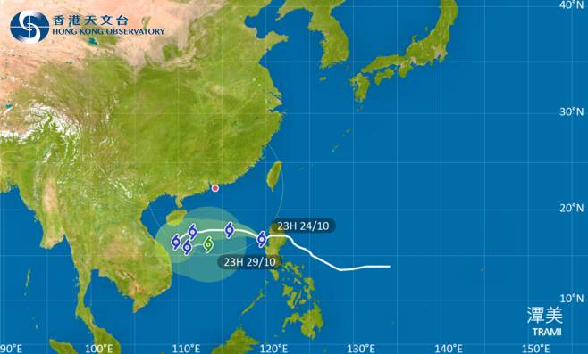 潭美｜天文台於上午01時40分發出一號戒備信號！最新動態颱風路徑及風力預測