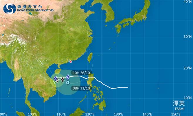 潭美｜天文台於上午10時40分發出三號強風信號！最新動態位置及風速