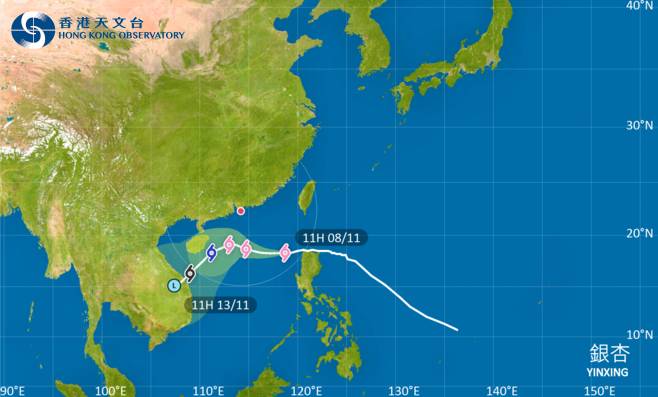 銀杏｜天文台於下午12時40分發出一號戒備信號！最新動態颱風路徑及風力預測