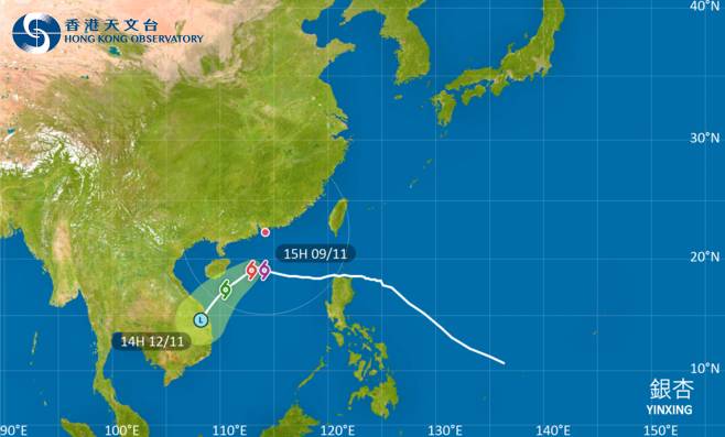 銀杏｜天文台於下午03時40分發出三號強風信號！最新動態位置及風速