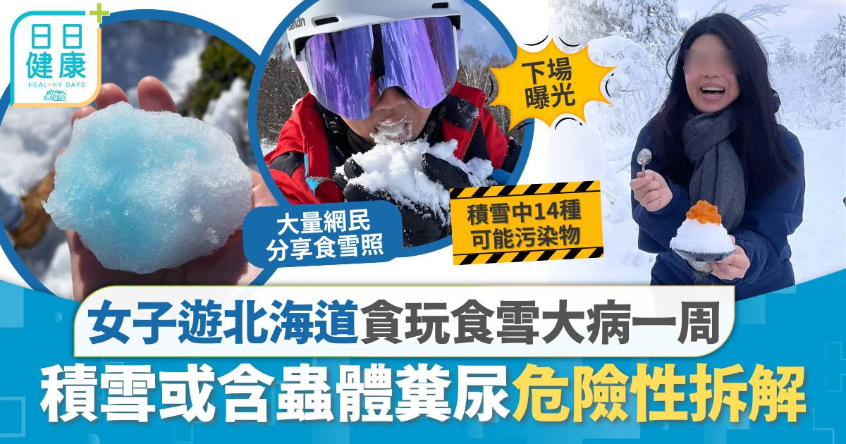 食雪｜女子遊北海道食雪大病一周下場曝光 積雪或含蟲體糞尿危險性拆解