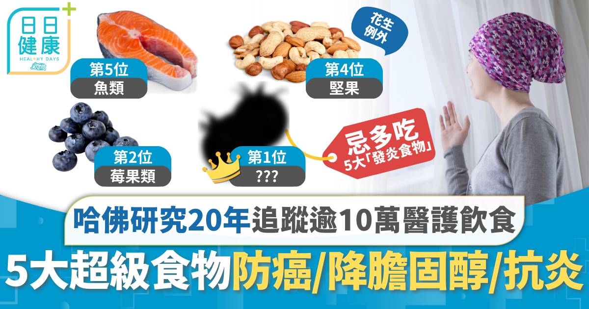 超級食物｜追蹤逾10萬醫護研究20年 哈佛認證5大超級食物防癌/降膽固醇/抗炎