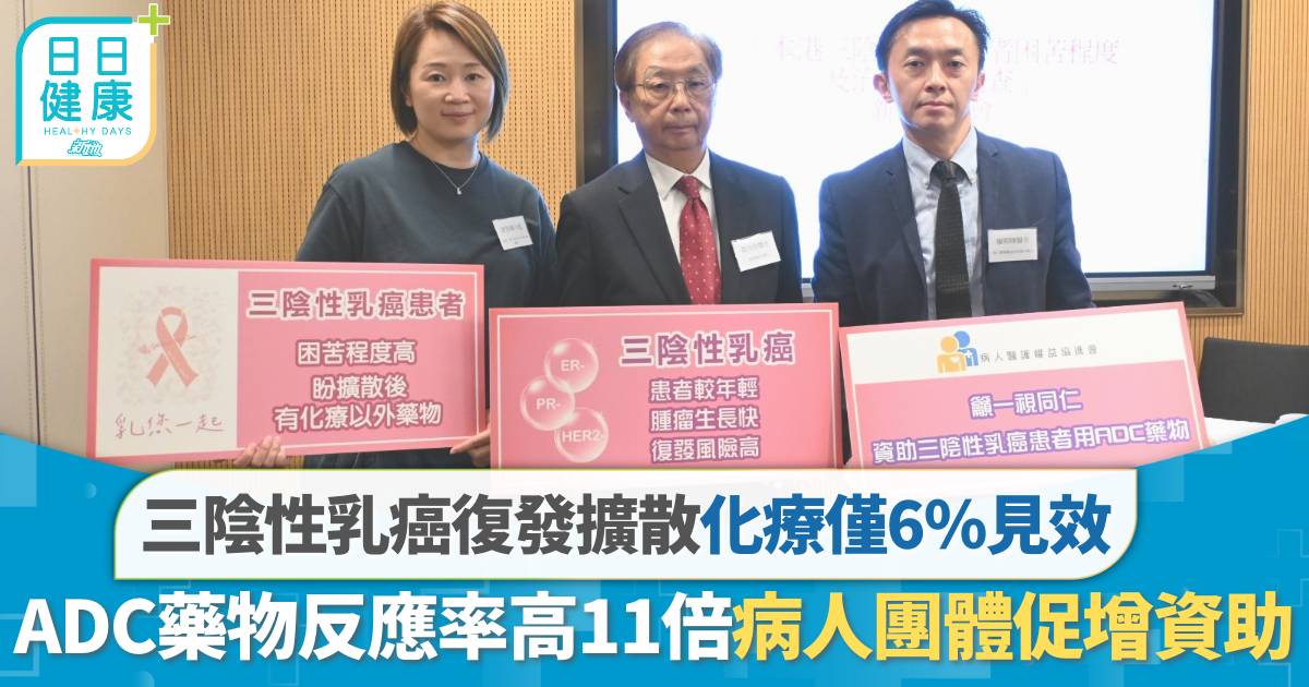三陰性乳癌｜復發擴散化療僅6％見效 ADC藥物反應率高11倍 病人團體促增資助