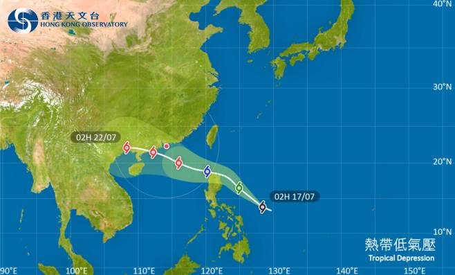 熱帶低氣壓 位於菲律賓以東的熱帶氣旋會在今明兩日移向呂宋北部一帶，隨後進入南海北部