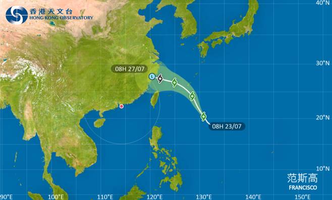范斯高會在今明兩日大致移向琉球群島一帶
