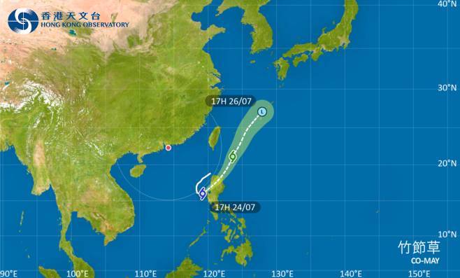 竹節草會在今日轉向東北方向移動，隨後橫過呂宋北部並移向台灣以東海域