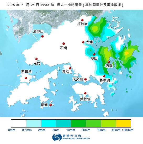 過去一小時等雨量線圖