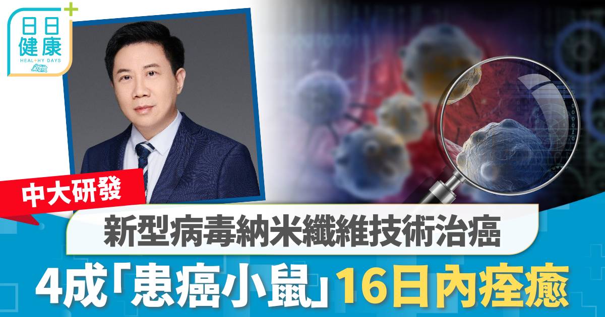 癌症治療｜中大研發新型病毒納米纖維技術治癌　4成小鼠16日內痊癒