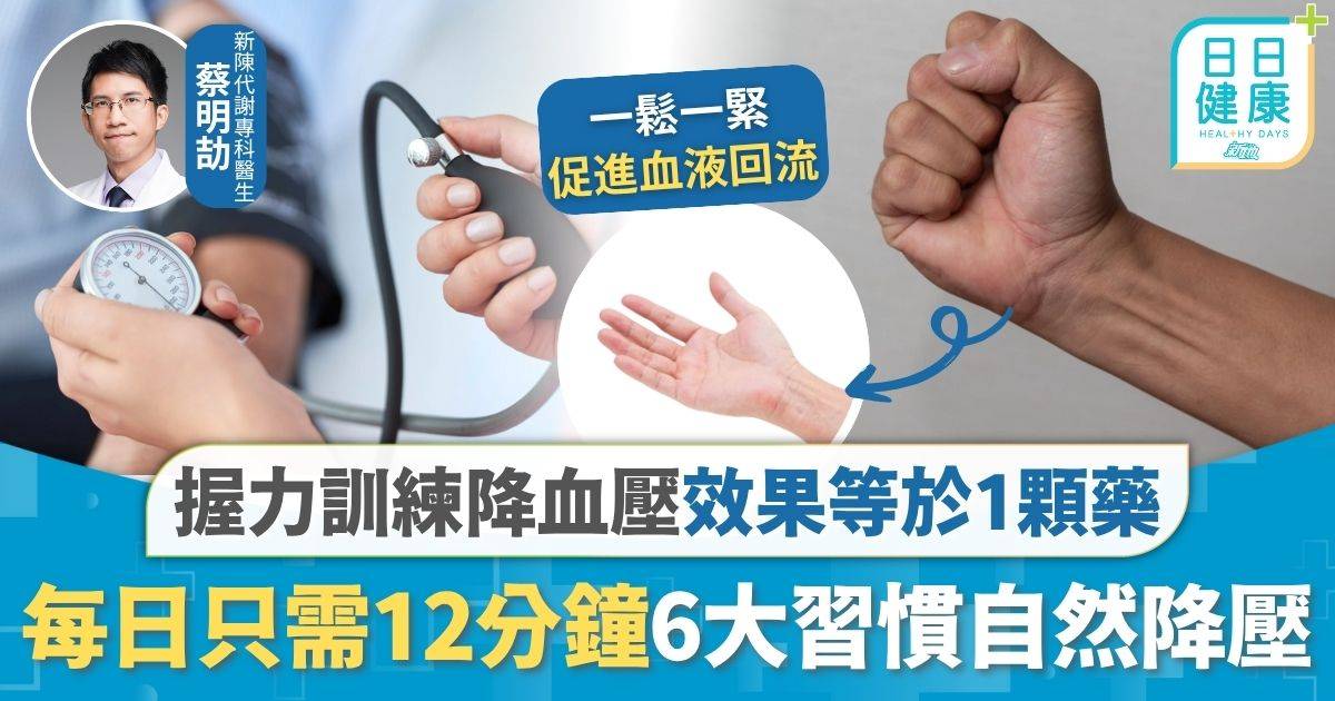 降血壓｜研究：握力訓練有助降血壓 降壓效果等於1顆藥 每日只需12分鐘6大習慣自然降血壓