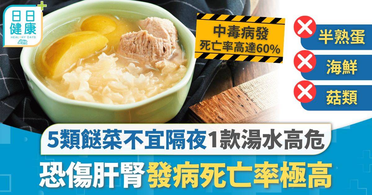 食物安全｜5類餸菜不宜隔夜 1款滋潤湯水高危 恐傷肝腎嚴重者2小時奪命