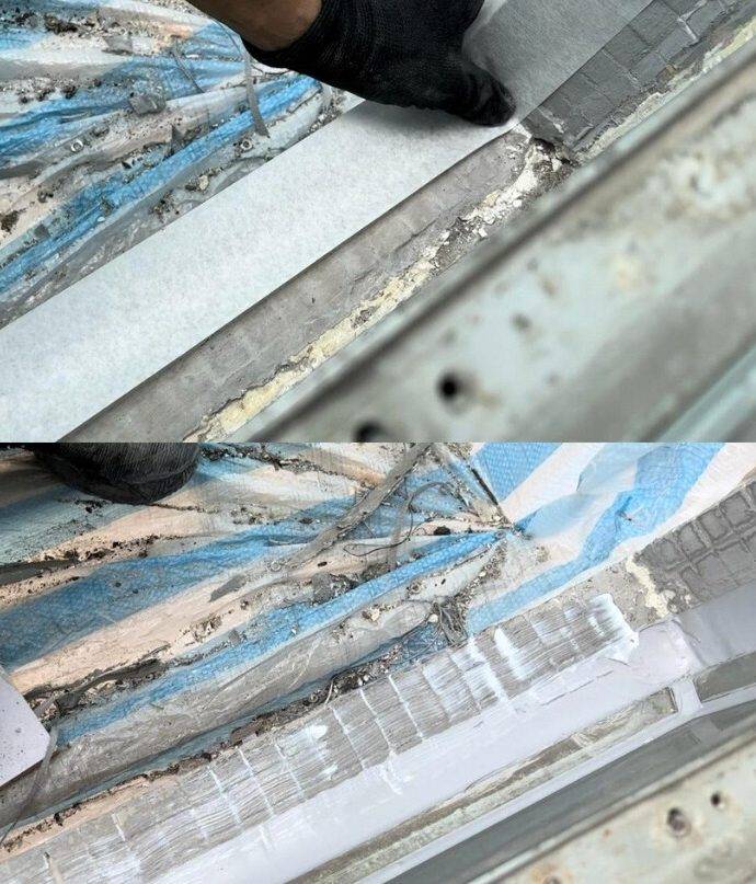 窗戶滲水 防水工程過程及前後對比。(圖片來源:安居鋁窗(香港)工程提供)