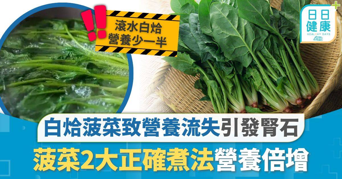 飲食營養｜白烚菠菜致營養流失引發腎石 2大正確煮法營養倍增 預防冬天免疫下降護眼助眠