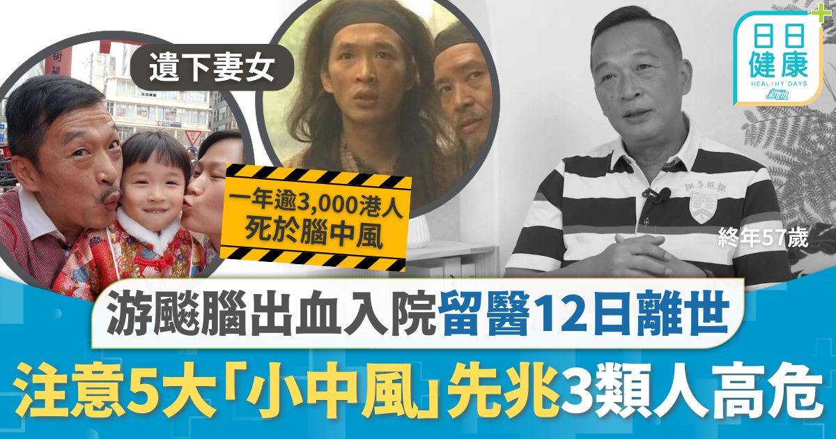 游飈離世｜游飈腦出血入院延醫12日離世 注意5大「小中風」先兆 拆解自救黃金期3類人高危