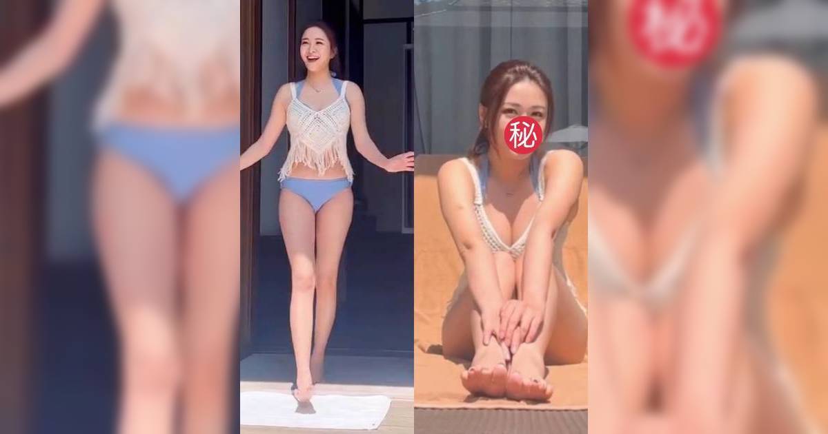 31歲江嘉敏淺藍泳衣谷胸夾出E級深溝 二度發育太性感網民驚呼認唔到