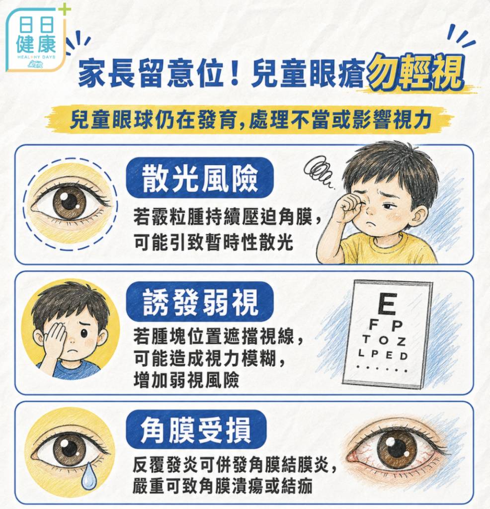 眼瘡分別 兒童眼瘡要特別留意。(圖片來源:日日健康)