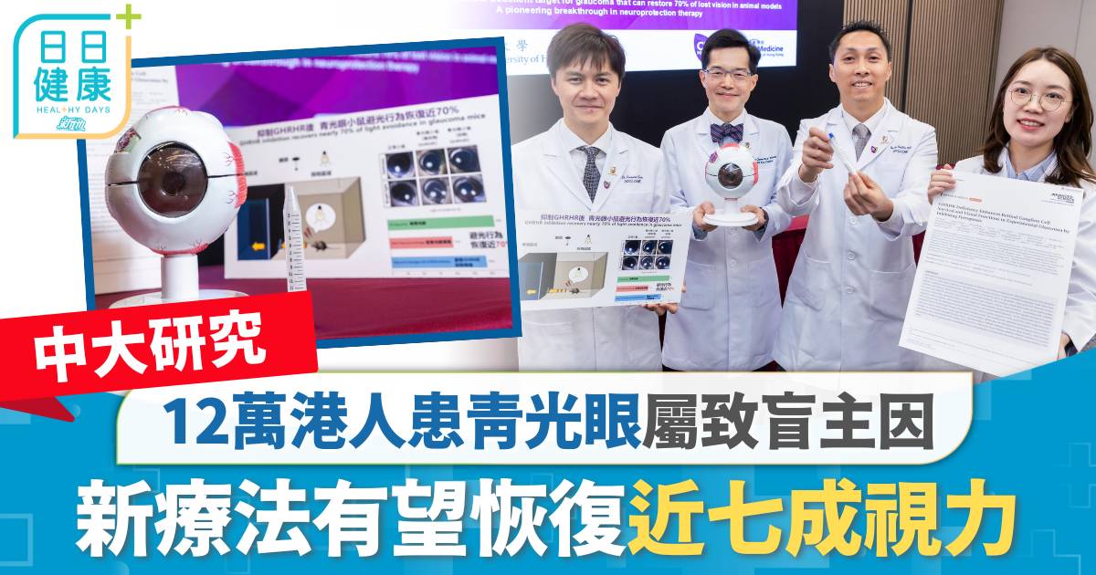 中大研究｜12萬港人患青光眼屬致盲主因 新療法有望恢復近七成視力