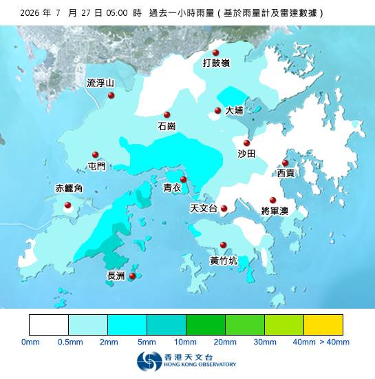 紅雨警告於清晨5時55分生效！天文台最新天氣警告資料