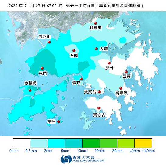黃雨警告於上午7時45分生效！天文台最新天氣警告資料
