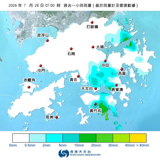 黃雨警告於上午7時15分生效！天文台最新天氣警告資料