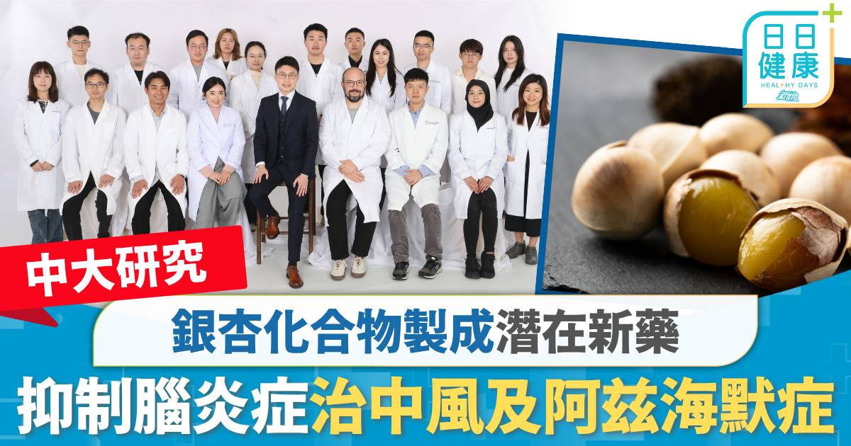 中大研究｜銀杏化合物製成潛在新藥 抑制腦炎症治中風及阿兹海默症