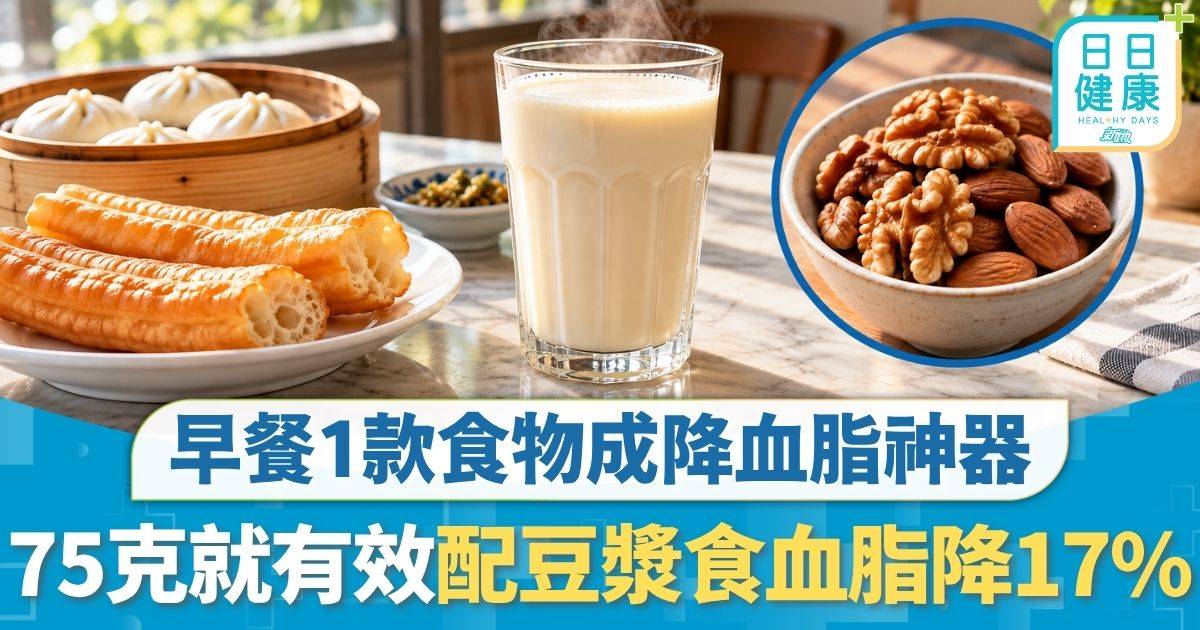 三高管理｜早餐1款食物成降血脂神器 配豆漿食血脂降17% 每日食75克就有效